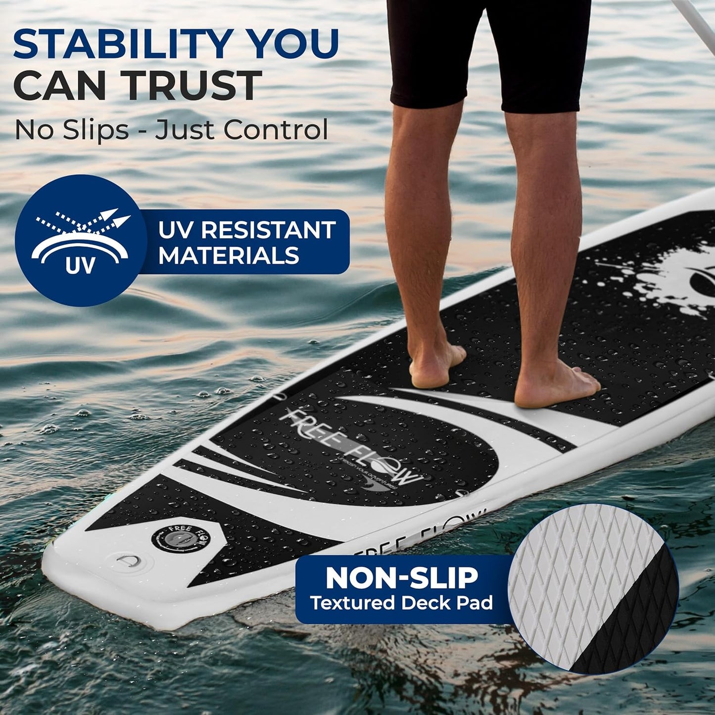 Inflatable Stand up Paddle Board with Premium SUP Accessories – Wide Stable Design with Non-Slip EVA Deck Pad for Adults and Youth of All Skill Levels