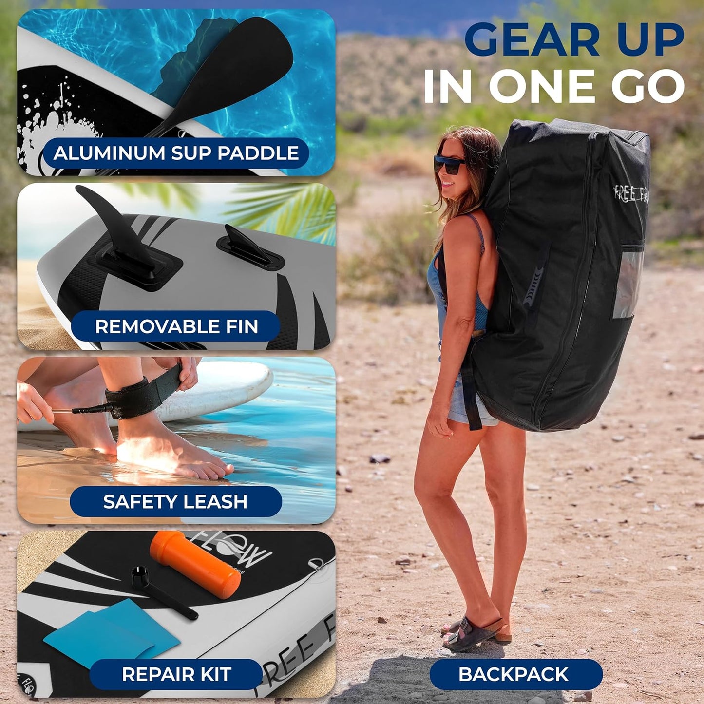 Inflatable Stand up Paddle Board with Premium SUP Accessories – Wide Stable Design with Non-Slip EVA Deck Pad for Adults and Youth of All Skill Levels