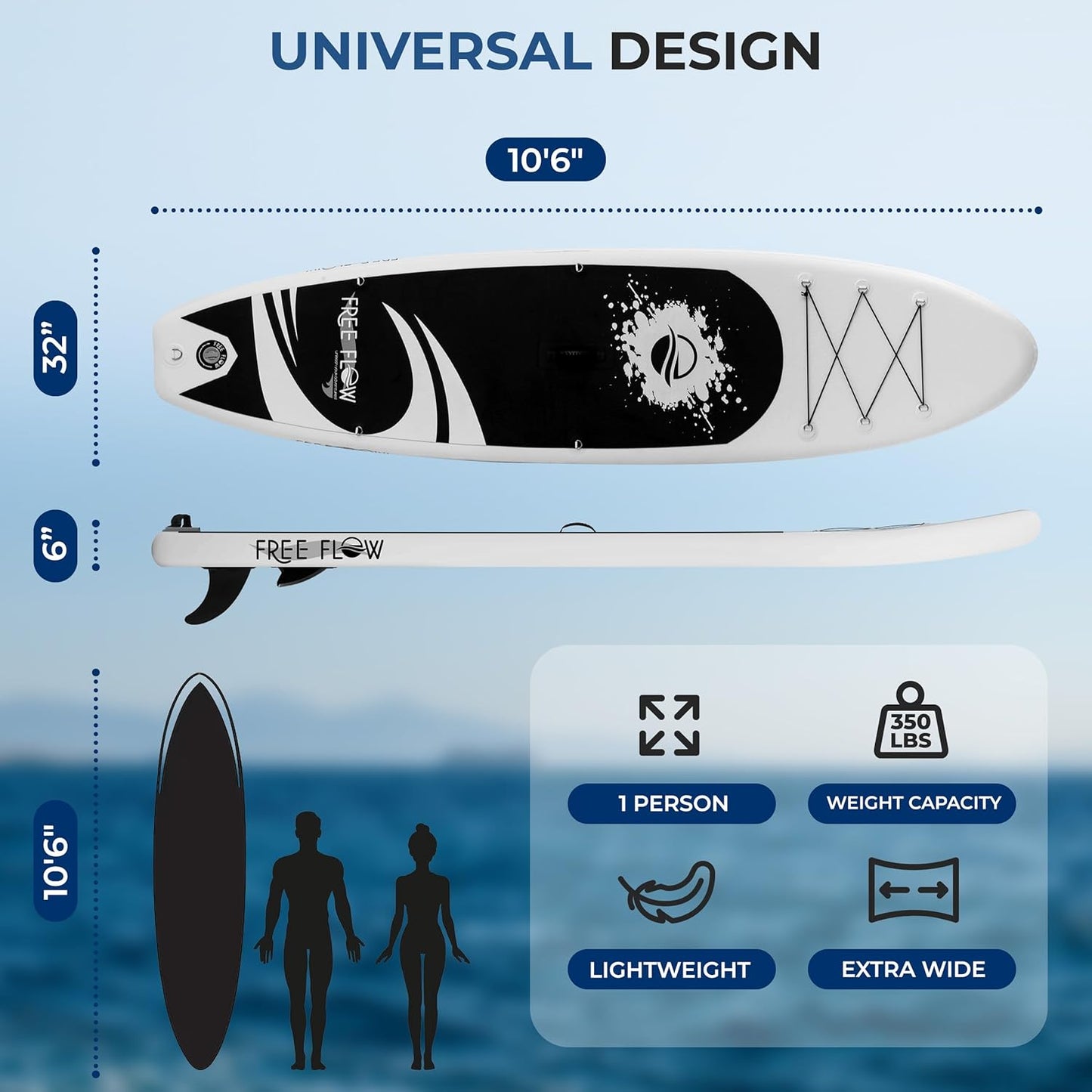 Inflatable Stand up Paddle Board with Premium SUP Accessories – Wide Stable Design with Non-Slip EVA Deck Pad for Adults and Youth of All Skill Levels