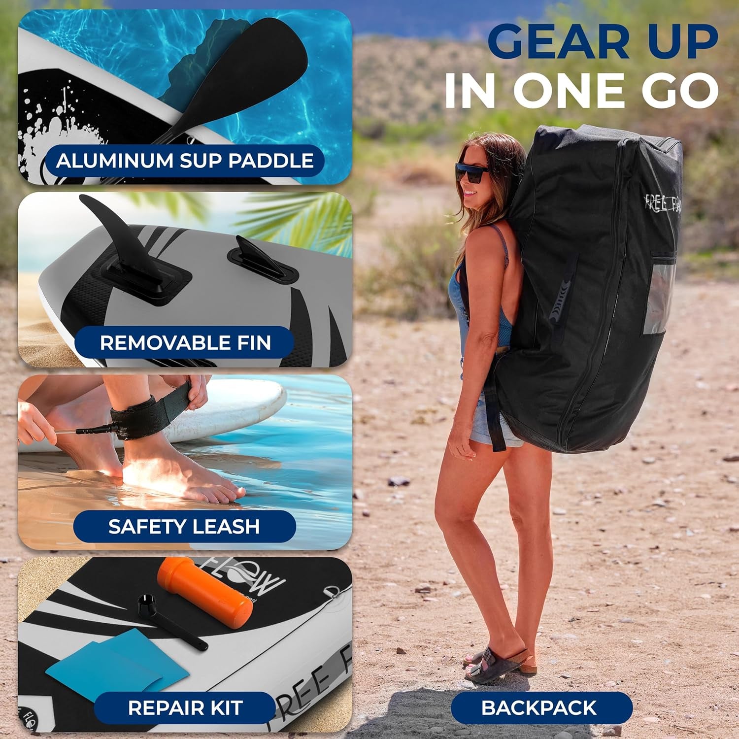 Inflatable Stand up Paddle Board with Premium SUP Accessories – Wide Stable Design with Non-Slip EVA Deck Pad for Adults and Youth of All Skill Levels